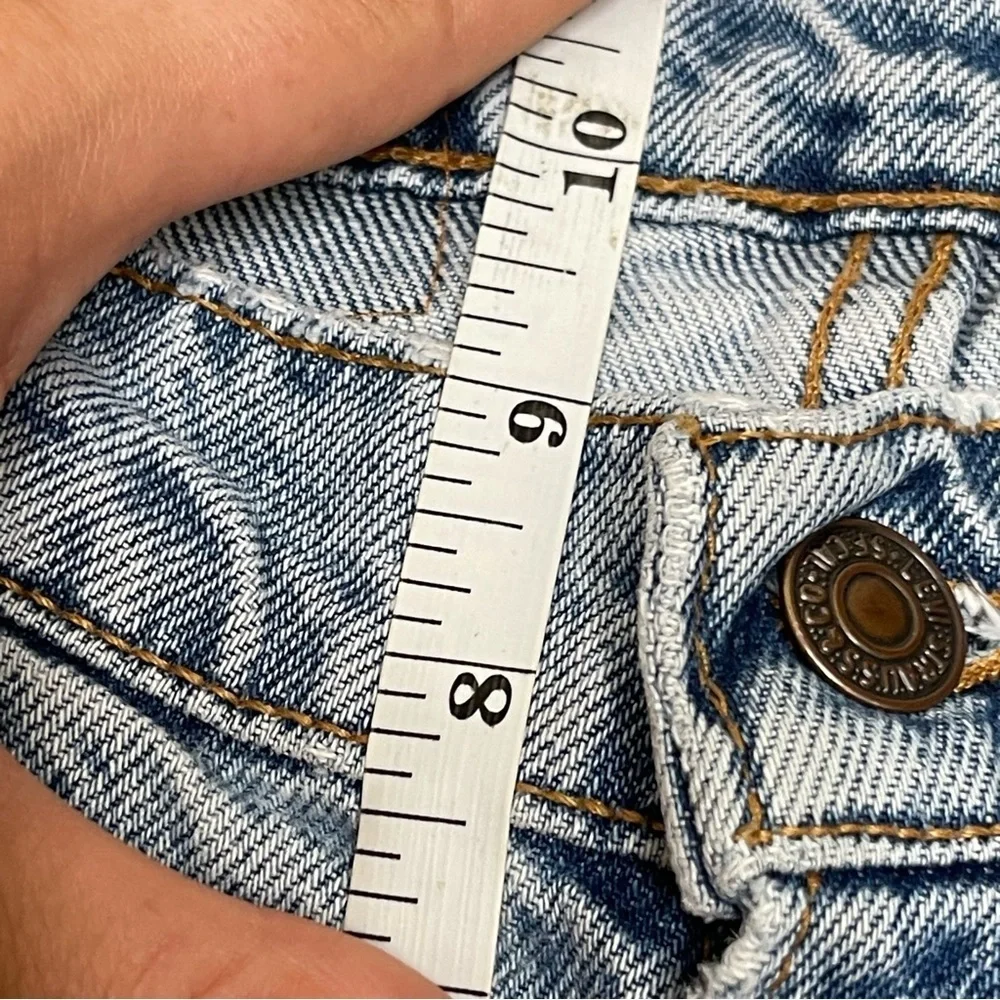 Vintage Orange Tab Levi’s Distressed Cut Off Midrise Denim Shorts Waist 28” - Picture 12 of 14